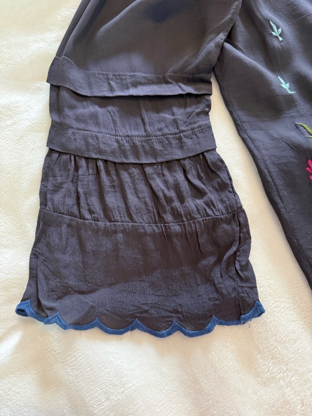 Karen Seo Boho Embroidered Peasant Top with Multicolor Floral XL - Picture 6 of 8